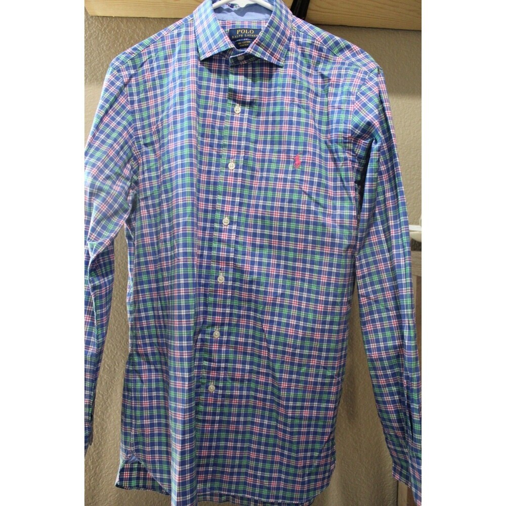 Polo Ralph Lauren Colorful Plaid Button Down Shirt Stretch Men's Size Medium